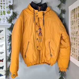 Vintage 1990s St. John's Bay Orange Coat Tribal Winter Neon Gorpcore Size Small